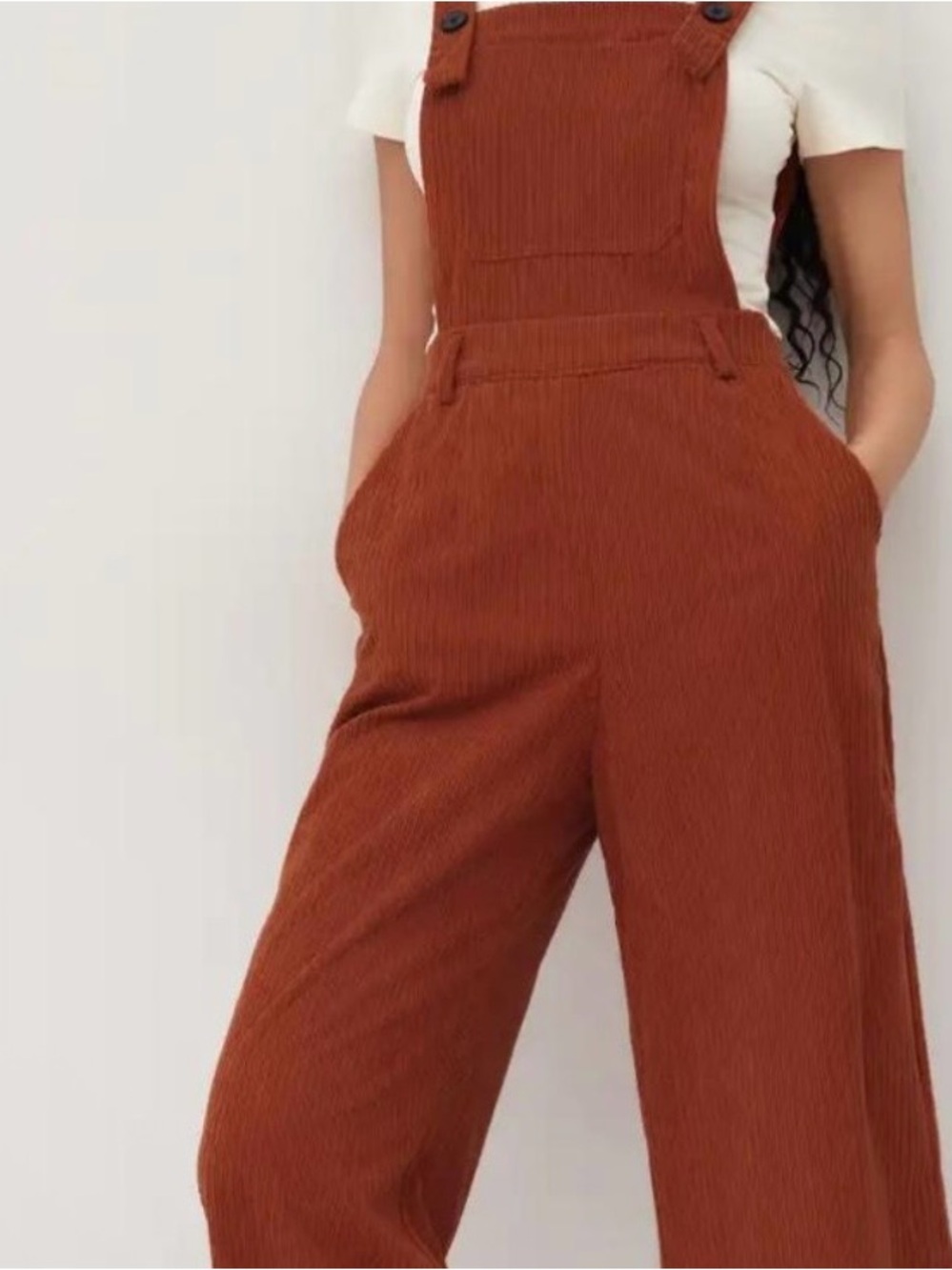 NWOT Cider Size 2x Rust Corduroy Wide-Leg Cropped Overalls